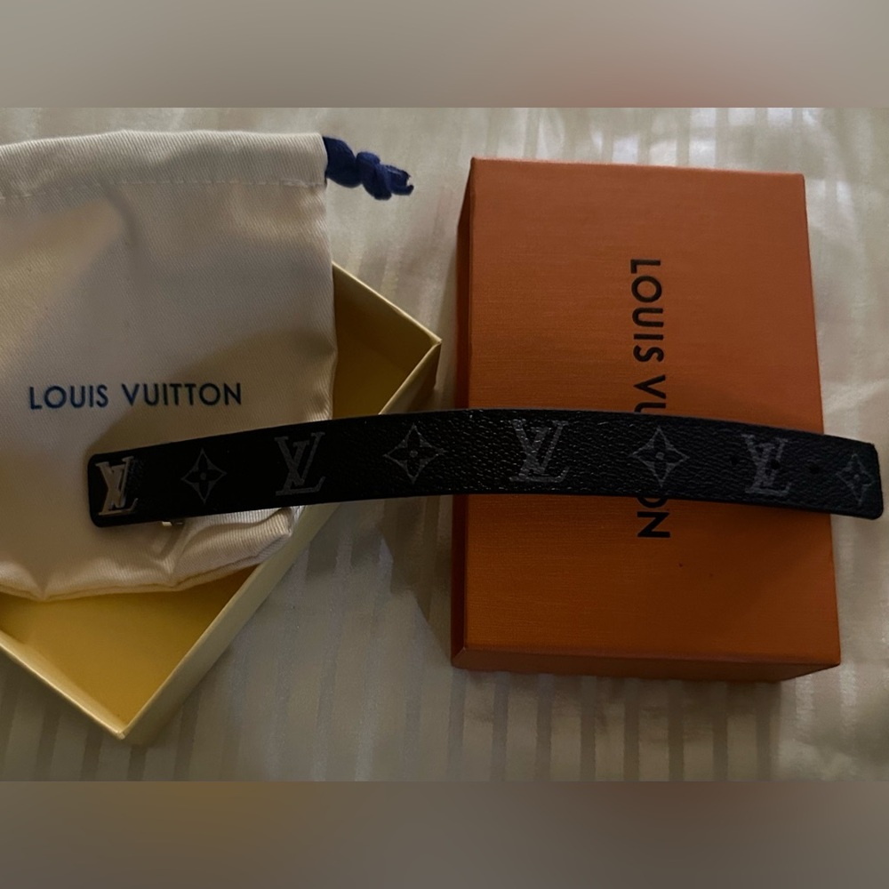 Louis Vuitton Black and Gray Monogram Bracelet